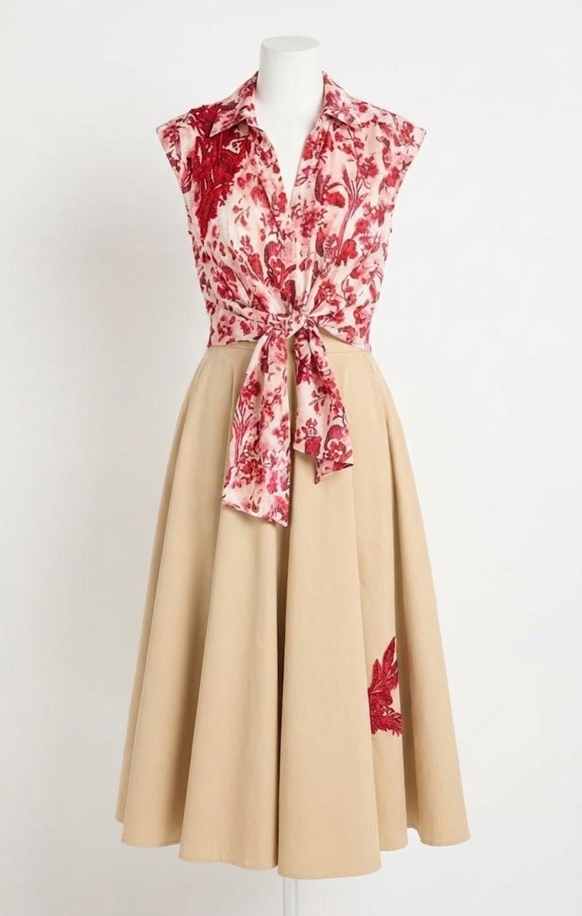 NEW CINQ A SEPT women's floral ribbons sleeveless mari top in cherry rose multi